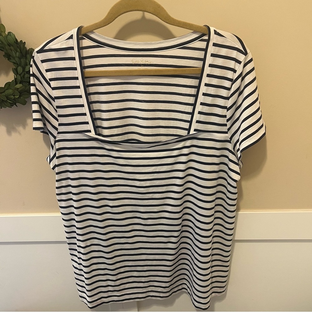 Lilly Pulitzer Striped Square Neck Pima Cotton Top